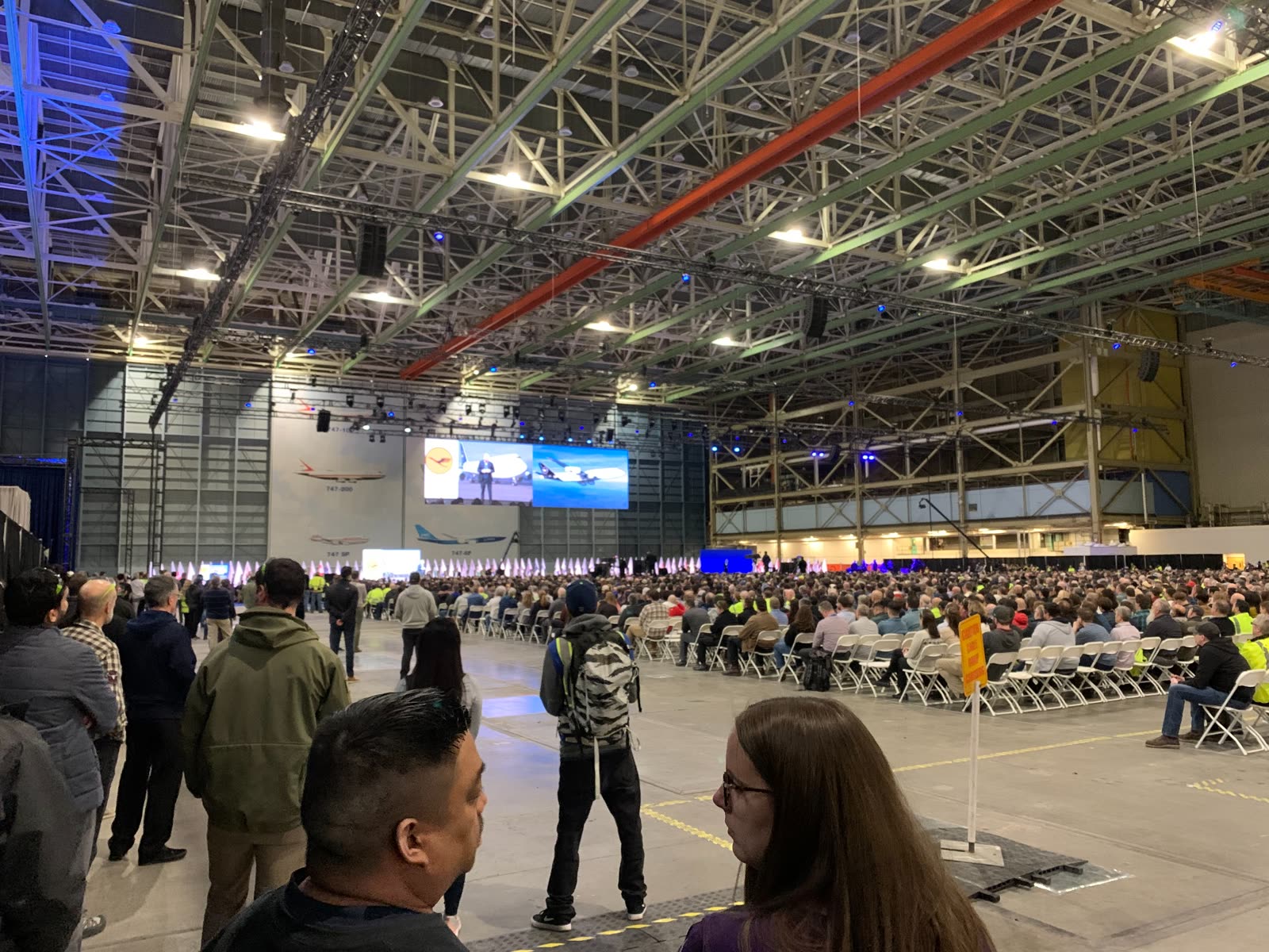Wide view of Boeing final 747 production event
